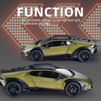 Black Mamba 1:24 Scale Licensed Lamborghini Huracán Die-Cast Alloy Model Toy - Opening Doors, Sound & Light, Pull-Back Function, Shock Absorption, Steering, Horn & Adjustable Seats - Supercar Collection