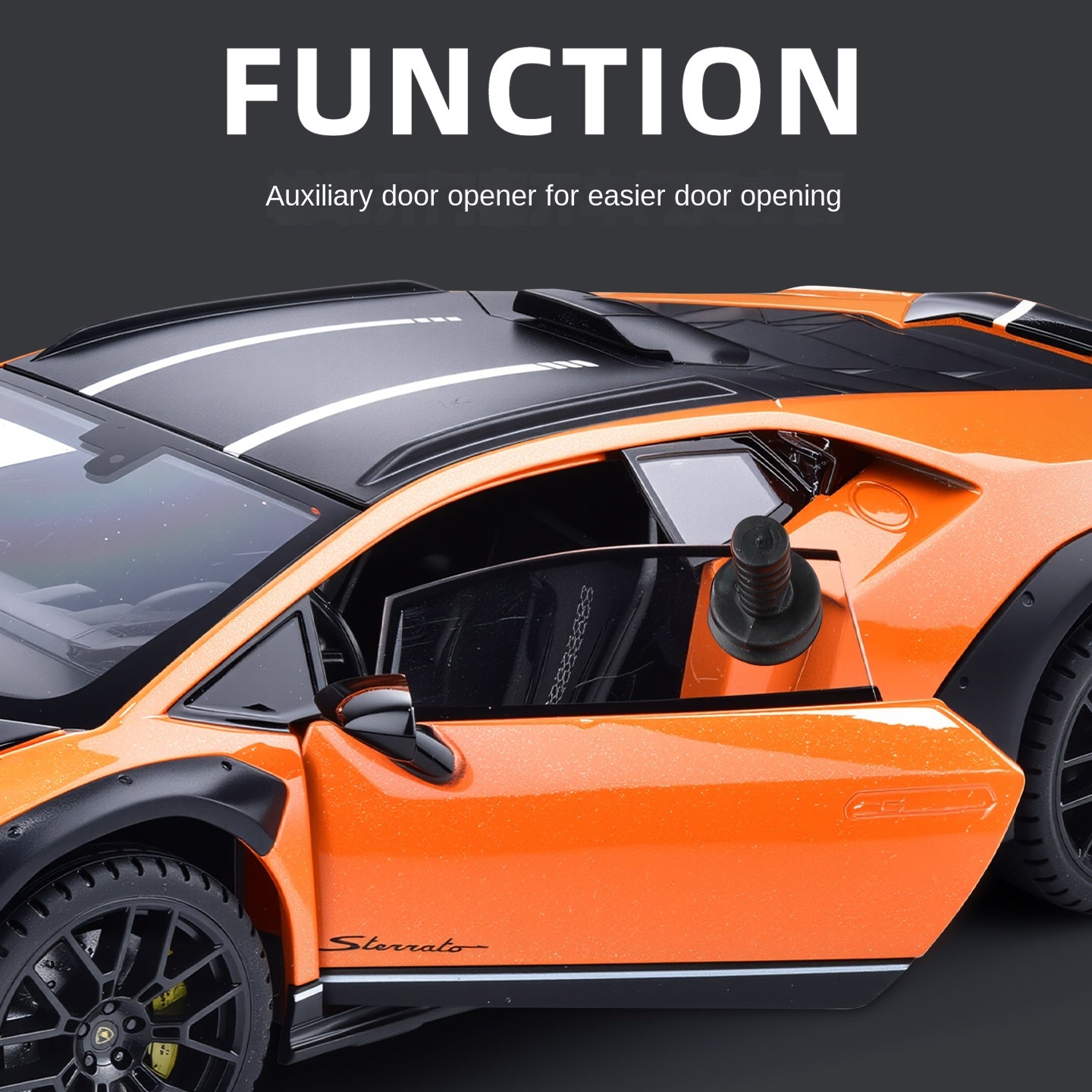 Black Mamba 1:24 Scale Licensed Lamborghini Huracán Die-Cast Alloy Model Toy - Opening Doors, Sound & Light, Pull-Back Function, Shock Absorption, Steering, Horn & Adjustable Seats - Supercar Collection