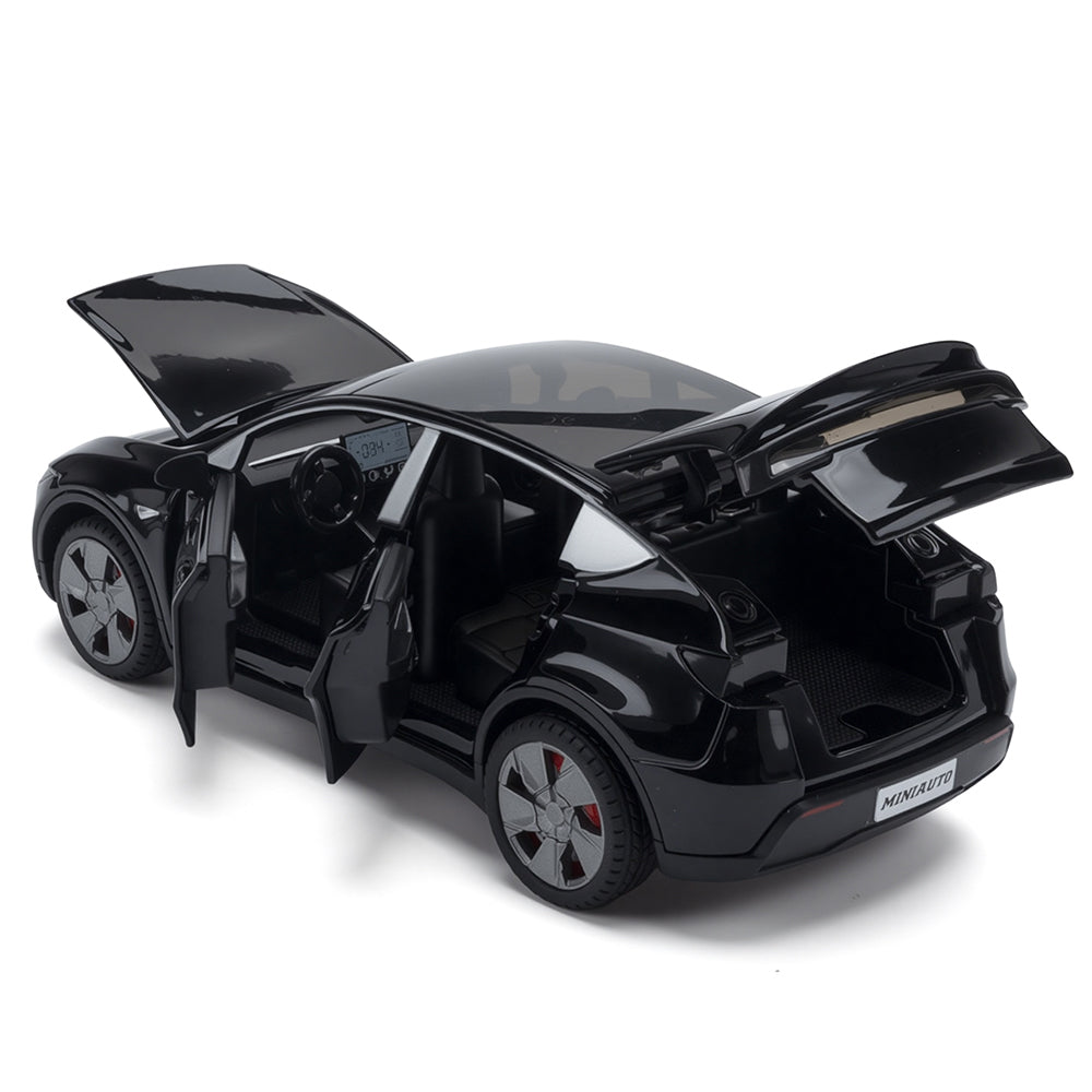Jianyuan 1:32 Die-Cast Alloy Model - Compatible with Tesla Model Y - Electric SUV with Opening Doors, Sound & Light, Pull-Back Action, Horn & Foldable Mirrors