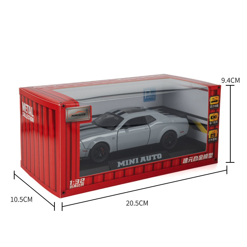 Jianyuan 1:32 Scale Die-Cast Alloy Model Toy Compatible with Dodge Challenger SRT Hellcat Redeye - Opening Doors, Sound & Light, Pull-Back Function, Horn & Foldable Mirrors - Muscle Car Collection