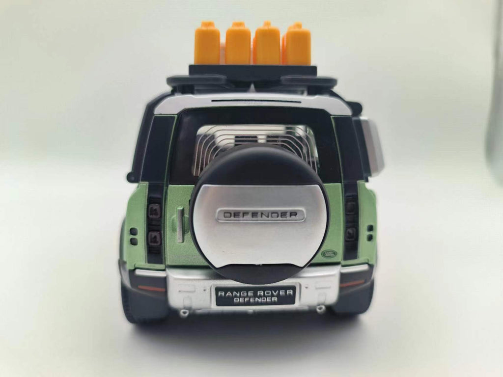 Qiyi 1:24 Scale Licensed Land Rover Defender Die-Cast Alloy Model Toy with Roof Accessories - Removable Fuel Cap, Foldable Mirrors, Opening Doors, Sound & Light, Pull-Back Function, Shock Absorption & Horn - Official Off-Road Vehicle Collection