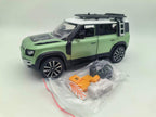 Qiyi 1:24 Scale Licensed Land Rover Defender Die-Cast Alloy Model Toy with Roof Accessories - Removable Fuel Cap, Foldable Mirrors, Opening Doors, Sound & Light, Pull-Back Function, Shock Absorption & Horn - Official Off-Road Vehicle Collection