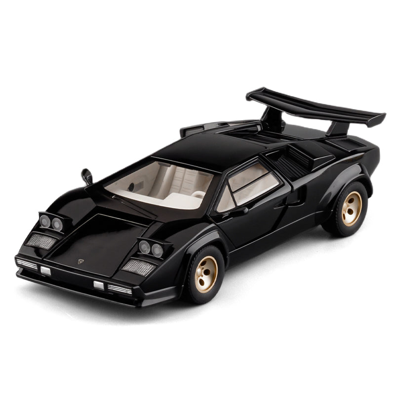 XHD 1:24 Scale Die-Cast Alloy Model Toy Compatible with Lamborghini Countach LP500 S - Pop-Up Headlights, Opening Doors, Sound & Light, Pull-Back Function, Shock Absorption, Steering & Horn - Classic Supercar Collection