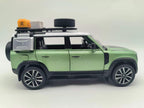 Qiyi 1:24 Scale Licensed Land Rover Defender Die-Cast Alloy Model Toy with Roof Accessories - Removable Fuel Cap, Foldable Mirrors, Opening Doors, Sound & Light, Pull-Back Function, Shock Absorption & Horn - Official Off-Road Vehicle Collection