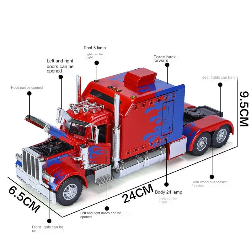 ZGTX 1:24 Die-Cast Alloy Model - Compatible with Peterbilt 389 - American Classic Semi-Truck with Illuminated Cab & Marker Lights, Opening Doors, Sound & Light & Pull-Back Action
