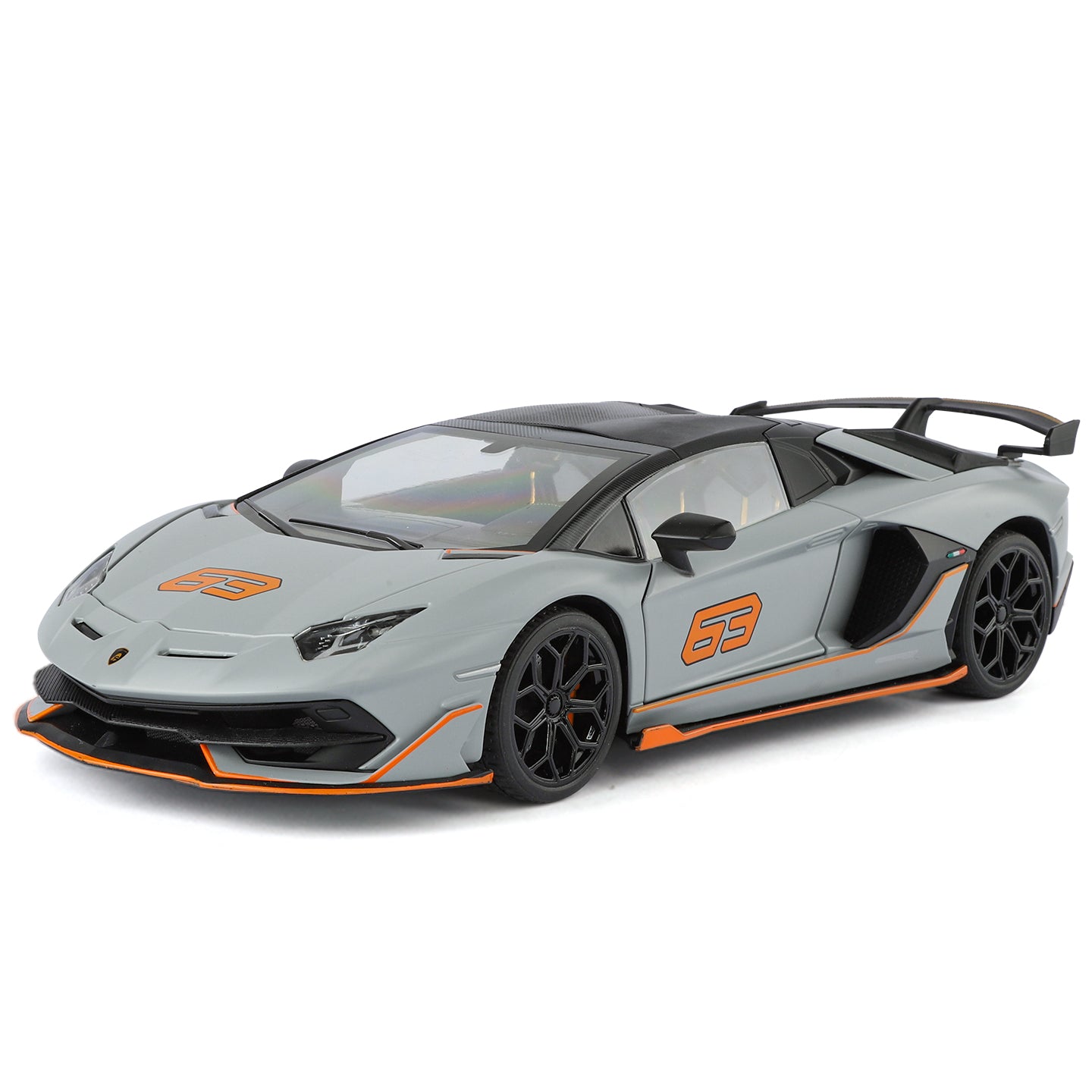 Black Mamba 1:18 Scale Licensed Lamborghini Aventador SVJ63 Die-Cast Alloy Model Toy - Removable Roof, Opening Doors, Sound & Light, Shock Absorption, Steering & Horn - Limited Edition Supercar Collection