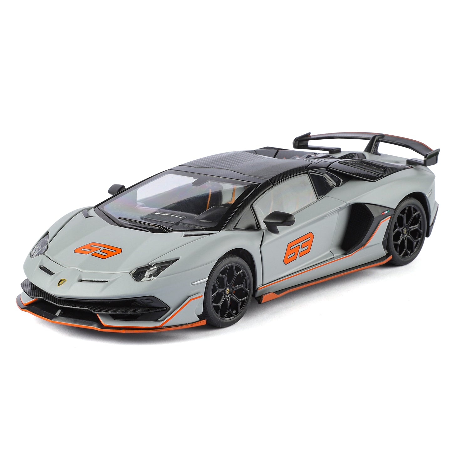 Black Mamba 1:24 Scale Licensed Lamborghini Aventador SVJ63 Die-Cast Alloy Model Toy - Removable Roof, Adjustable Seats, Opening Doors, Sound & Light, Pull-Back Function, Shock Absorption, Steering & Horn - Limited Edition Supercar Collection