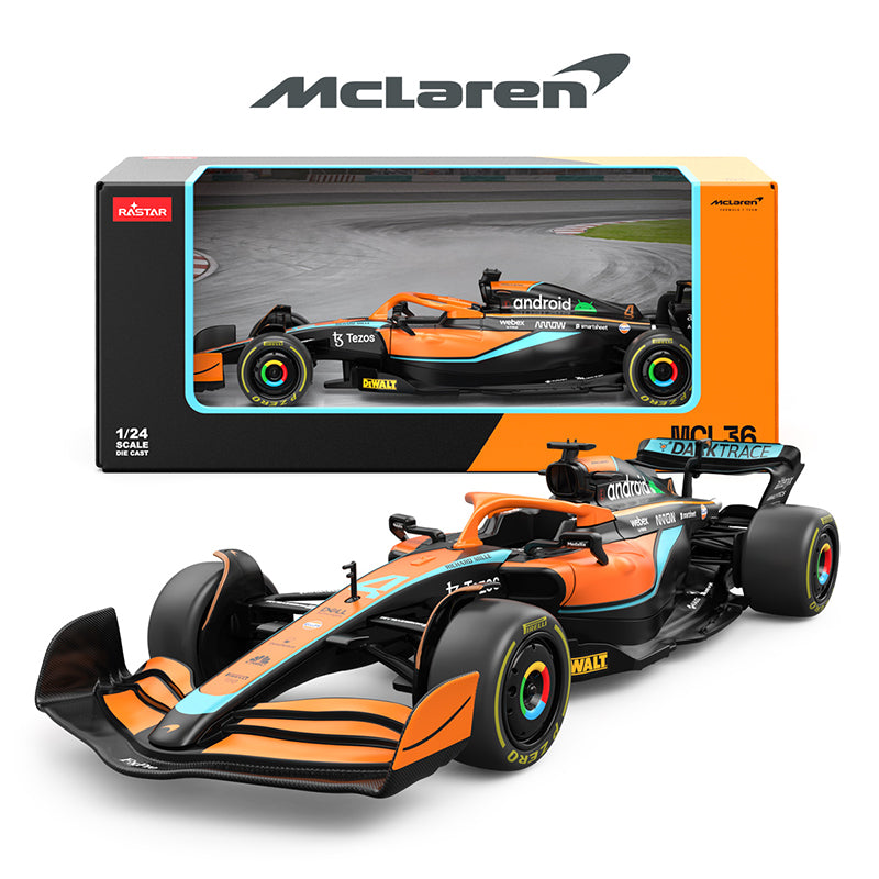 Rastar 1:24 Scale Licensed McLaren MCL36 Formula 1 Racing Car Die-Cast Alloy Static Model Toy - Steering Linkage & Rolling Function - Official F1 Motorsport Collection