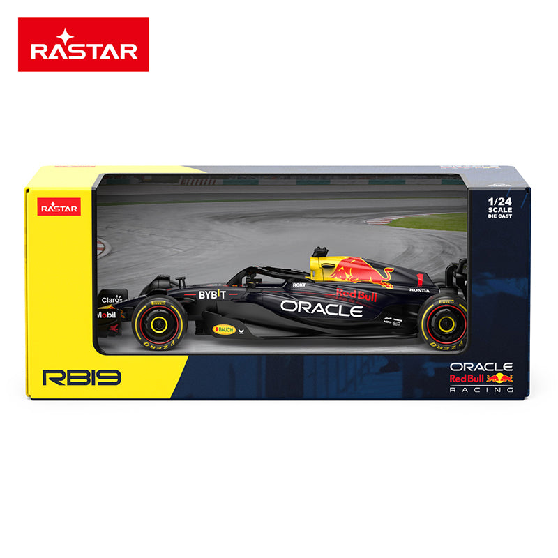 Rastar 1:24 Scale Licensed Red Bull RB19 Formula 1 Racing Car Die-Cast Alloy Static Model - Steering Linkage & Rolling Function - Official F1 Motorsport Collection