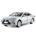 Juguete modelo de aleación fundida a presión a escala 1:24 compatible con Lexus ES300h: puertas que se abren, sonido e iluminación, función de retroceso, amortiguación, dirección, bocina y espejos plegables. Colección de sedanes de lujo.