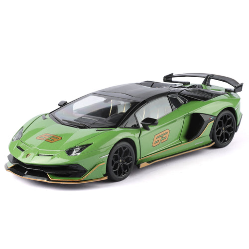 Black Mamba 1:24 Scale Licensed Lamborghini Aventador SVJ63 Die-Cast Alloy Model Toy - Removable Roof, Adjustable Seats, Opening Doors, Sound & Light, Pull-Back Function, Shock Absorption, Steering & Horn - Limited Edition Supercar Collection