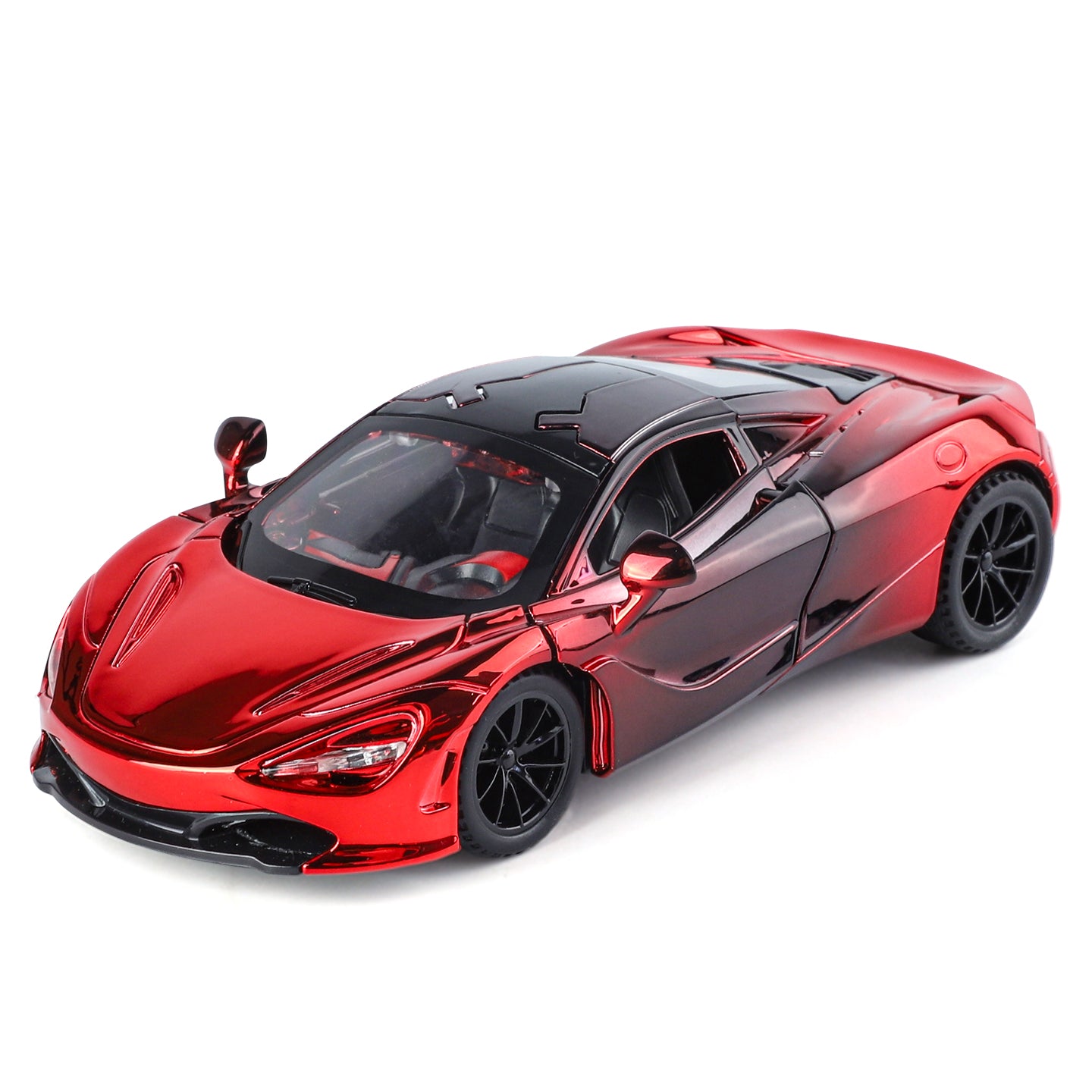Jin Lifang 1:32 Chrome Edition Die-Cast Alloy Model - Compatible with McLaren 720S Supercar - Feature-Packed with Realistic Sound & Light, Pull-Back Action & Adjustable Rear Wing