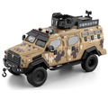 Chezhi 1:24 Scale Licensed Leopard Armored Vehicle Camouflage Edition Die-Cast Alloy Model Toy - Working Searchlight, Folding Steps, Retractable Winch, Opening Doors, Sound & Light, Pull-Back Function, Shock Absorption & Steering