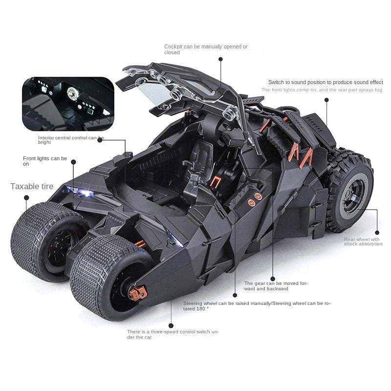 QiYi 1:24 Licensed Batman Tumbler Alloy Model - Official “The Dark Knight Trilogy” Movie Replica with Spray Effect, Sound & Light, and Shock Absorption - Limited Collector‘s Edition