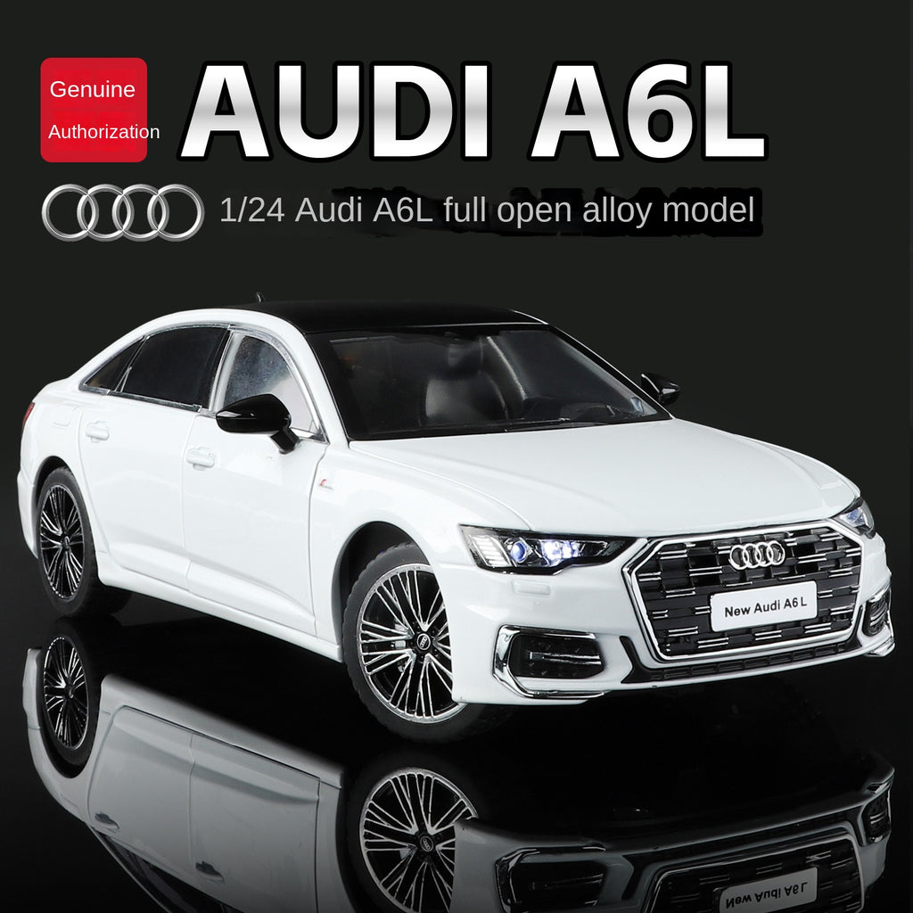 Black Mamba 1:24 Scale Licensed Audi A6L Die-Cast Alloy Model Toy - Opening Doors, Sound & Light, Pull-Back Function, Shock Absorption, Steering, Horn & Adjustable Seats - Luxury Sedan Collection