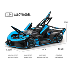 XHD 1:24 Scale Smoke Effect Edition Die-Cast Alloy Model Toy Compatible with Bugatti Bolide - Opening Doors, Sound & Light, Pull-Back Function - Hypercar Collection