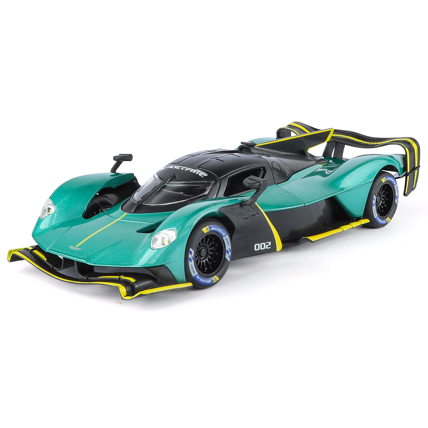 Maqueta de juguete de aleación fundida a presión Jinglifang a escala 1:24 compatible con Aston Martin Valkyrie: puertas que se abren, sonido e iluminación, función de retroceso, amortiguación y dirección - Colección Hypercar