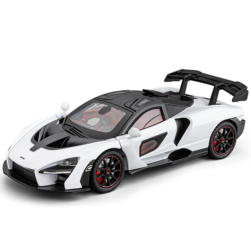 Chezhi 1:24 Die-Cast Alloy Model - Compatible with McLaren Senna - Track-Focused Hypercar with Opening Doors, Sound & Light, Pull-Back Action, Shock Absorption & Steering