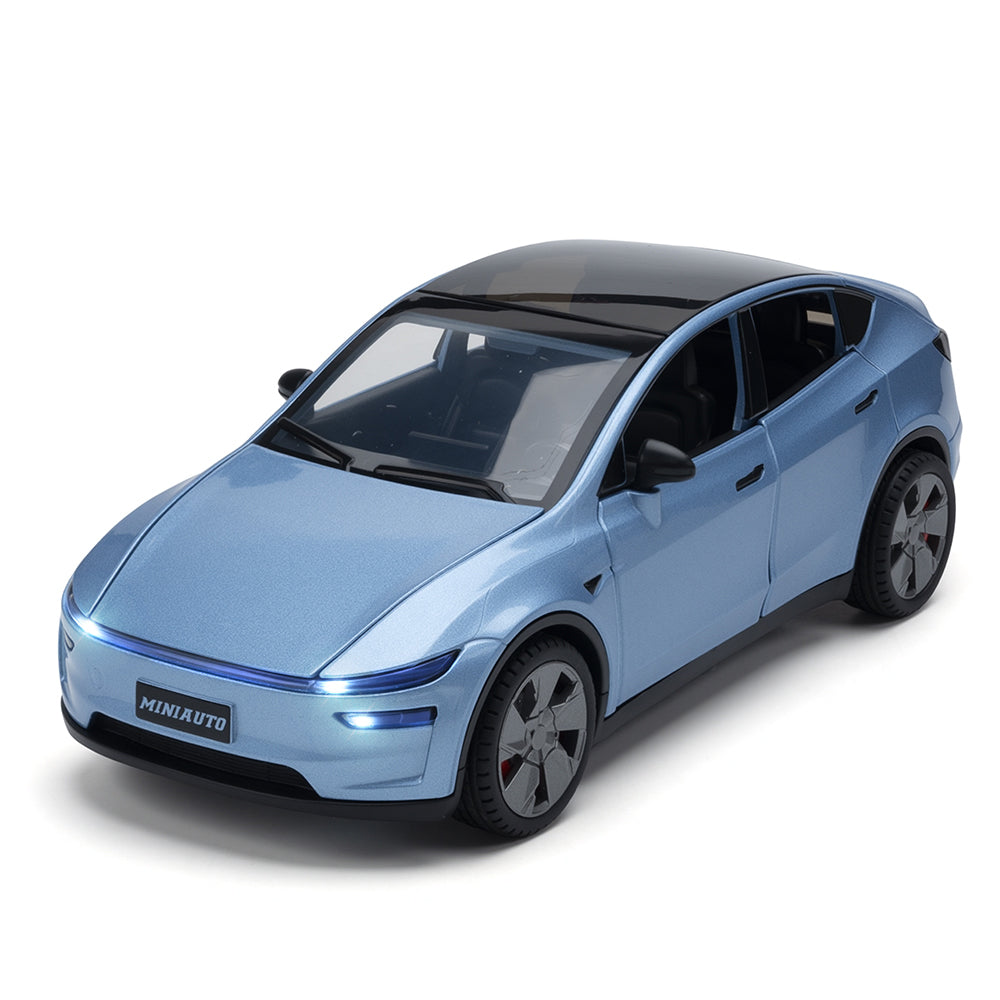 Jianyuan 1:32 Die-Cast Alloy Model - Compatible with Tesla Model Y - Electric SUV with Opening Doors, Sound & Light, Pull-Back Action, Horn & Foldable Mirrors