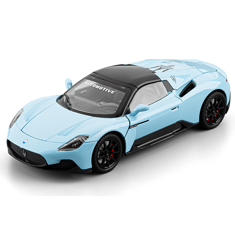 Chezhi 1:24 Die-Cast Alloy Model - Compatible with Maserati MC20 Supercar - Feature-Packed with Retractable Roof Panel, Opening Doors, Realistic Sound & Light, Pull-Back Action, Steering, Shock Absorption & Horn