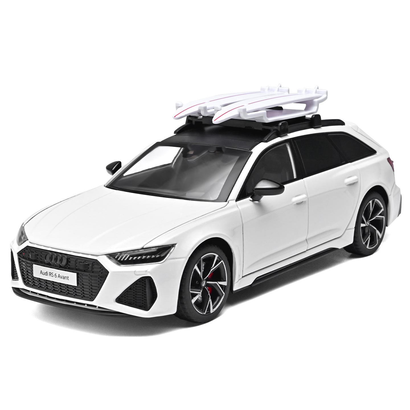 Black Mamba 1:24 Scale Licensed Audi RS6 Avant Die-Cast Alloy Model Car with Opening Doors & Hatches, Pull-Back, Shock Absorption, Steering Linkage, Sound & Light Effects – Collectible Hobby Grade Toy