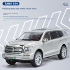 ZGTX 1:24 Die-Cast Alloy Model - Compatible with Tank 500 Hi4-T - Luxury Off-Road Hybrid SUV with Opening Doors, Sound & Light, Pull-Back Action, Shock Absorption, Steering & Foldable Mirrors