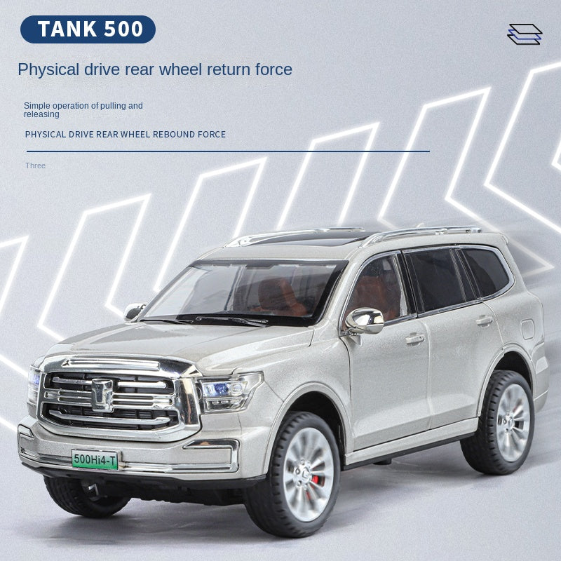 ZGTX 1:24 Die-Cast Alloy Model - Compatible with Tank 500 Hi4-T - Luxury Off-Road Hybrid SUV with Opening Doors, Sound & Light, Pull-Back Action, Shock Absorption, Steering & Foldable Mirrors
