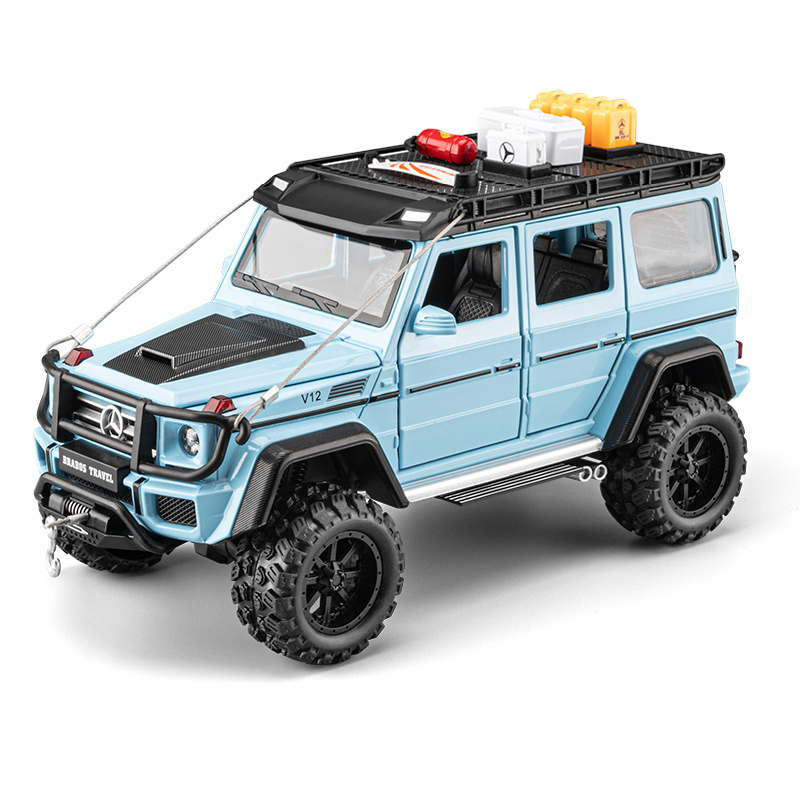 Chezhi 1:24 Scale Tuned Edition Die-Cast Alloy Model Toy Compatible with Mercedes-Benz G550 - with Roof Accessories, Retractable Winch, Opening Doors, Sound & Light, Pull-Back Function, Shock Absorption & Horn - Off-Road Vehicle Collection