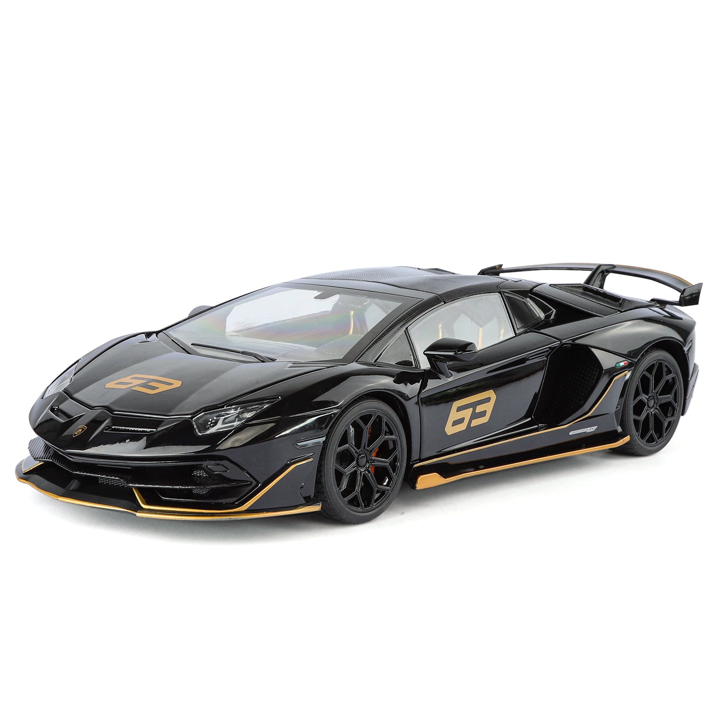 Black Mamba 1:18 Scale Licensed Lamborghini Aventador SVJ63 Die-Cast Alloy Model Toy - Removable Roof, Opening Doors, Sound & Light, Shock Absorption, Steering & Horn - Limited Edition Supercar Collection