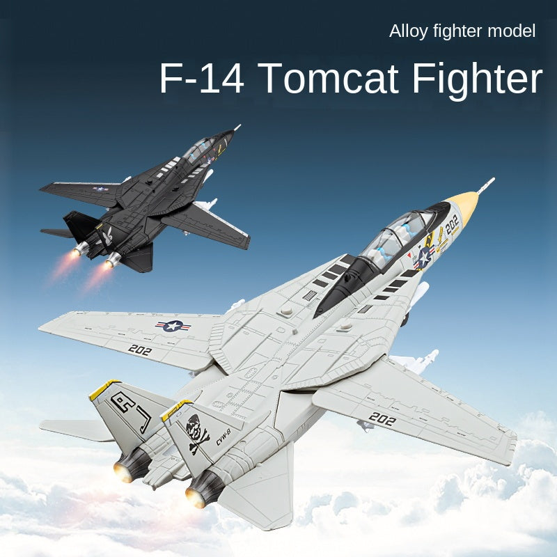 Chezhi F-14 Tomcat Die-Cast Alloy Fighter Model Toy with Display Stand - Ejectable Missiles, Sound & Light, Pull-Back Function - Military Aircraft Collection