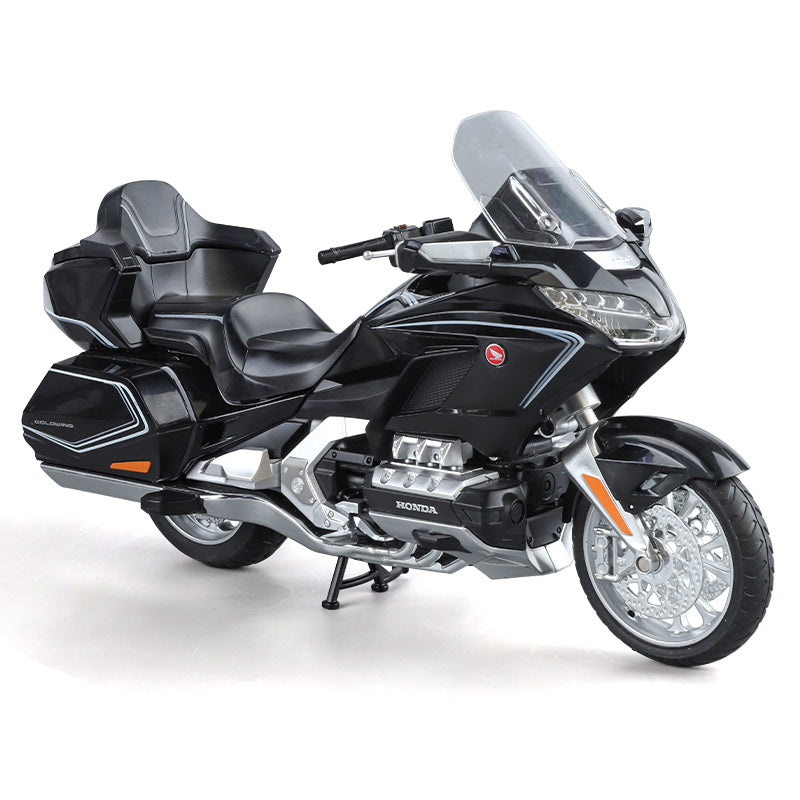 Black Mamba 1:11 Licensed Honda Gold Wing GL1800 Die-Cast Alloy Model - Official Grand Tourer Motorcycle with Sound & Light, Interactive Steering, Shock Absorption, Opening Top Case & Foldable Mirrors