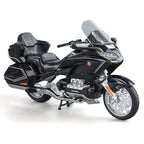 Black Mamba 1:11 Licensed Honda Gold Wing GL1800 Die-Cast Alloy Model - Official Grand Tourer Motorcycle with Sound & Light, Interactive Steering, Shock Absorption, Opening Top Case & Foldable Mirrors