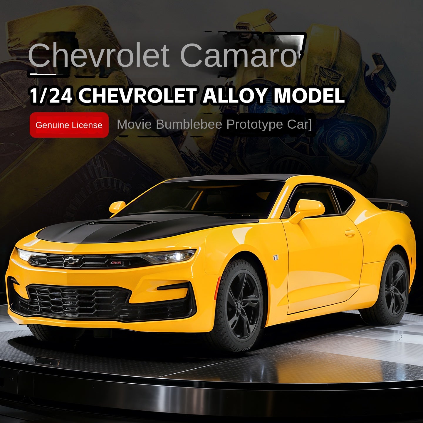 Black Mamba 1:24 Scale Licensed Chevrolet Camaro Die-Cast Alloy Model Toy - Opening Doors, Sound & Light, Pull-Back Function, Shock Absorption, Steering, Horn & Adjustable Seats - Muscle Car Collection