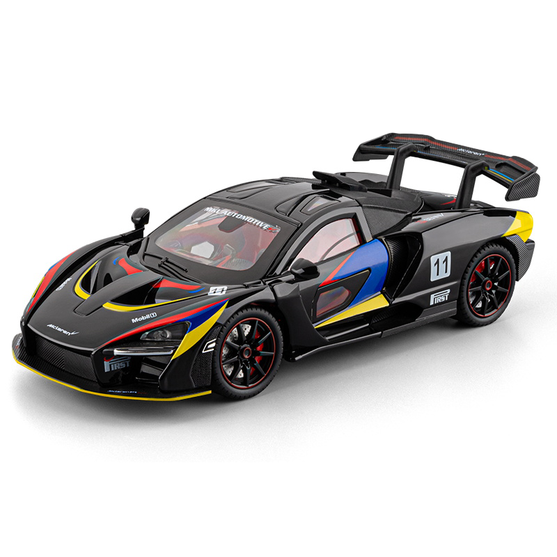 Chezhi 1:24 Die-Cast Alloy Model - Compatible with McLaren Senna GTR Track Beast - Feature-Packed with Opening Doors, Realistic Sound & Light, Pull-Back Action, Steering, Shock Absorption & Horn