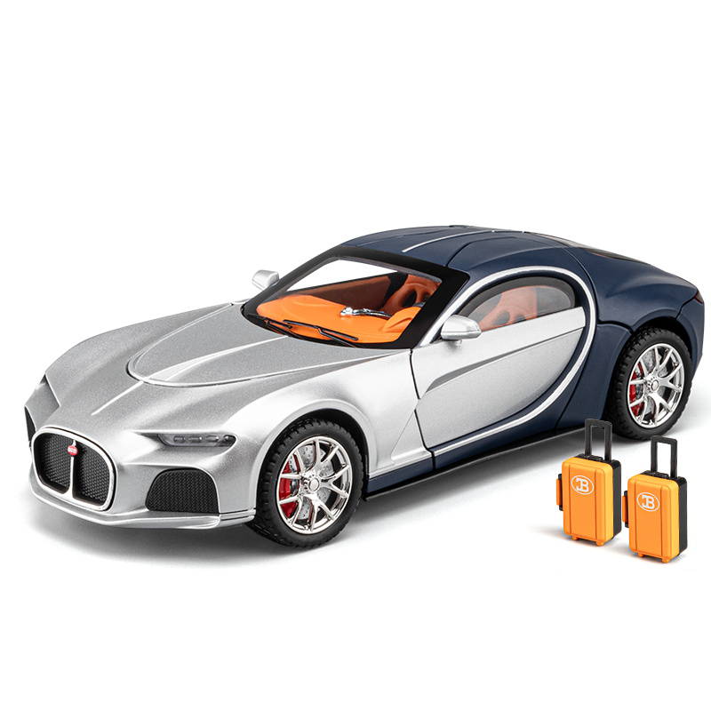 Chezhi 1:24 Die-Cast Alloy Model - Compatible with Bugatti Atlantic - with Mini Luggage Set, Opening Doors, Sound & Light, Pull-Back Action, Shock Absorption, Steering & Horn