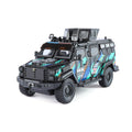 Jinglifang 1:24 Scale Licensed Leopard Armored Riot Vehicle Livery Edition Die-Cast Alloy Model Toy - Opening Doors, Sound & Light, Pull-Back Function, Shock Absorption, Steering & Horn - Law Enforcement Vehicle Collection