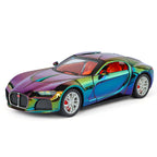 XHD 1:24 Scale Chrome Edition Die-Cast Alloy Model Toy Compatible with Bugatti Atlantic - Opening Doors, Sound & Light, Pull-Back Function, Shock Absorption, Steering, Horn with Mini Luggage Set - Classic Car Collection