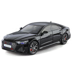 HaoChi 1:24 Scale Licensed Audi RS7 with Grille Flashing Lights Die-Cast Alloy Model Toy - Opening Doors, Sound & Light, Pull-Back Function, Shock Absorption, Steering, Horn & Adjustable Rear Wing - Sports Car Collection
