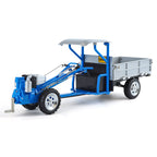 QiYi 1:16 Die-Cast Walk-Behind Tractor Model - Retro Farm Vehicle with Simulated Starting Crank, Coasting Action, Sound & Light, Steering, Liftable Trailer & Removable Tailgate