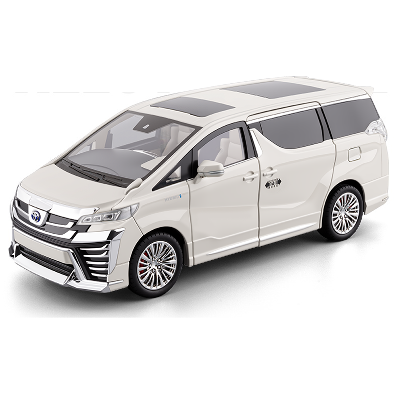 Chezhi 1:18 Scale Die-Cast Alloy Model Toy Compatible with Toyota Vellfire - Starlight Headliner, Power Sliding Doors, Manual Windows, Adjustable Seats, Opening Doors, Sound & Light, Pull-Back Function, Shock Absorption, Steering & Horn