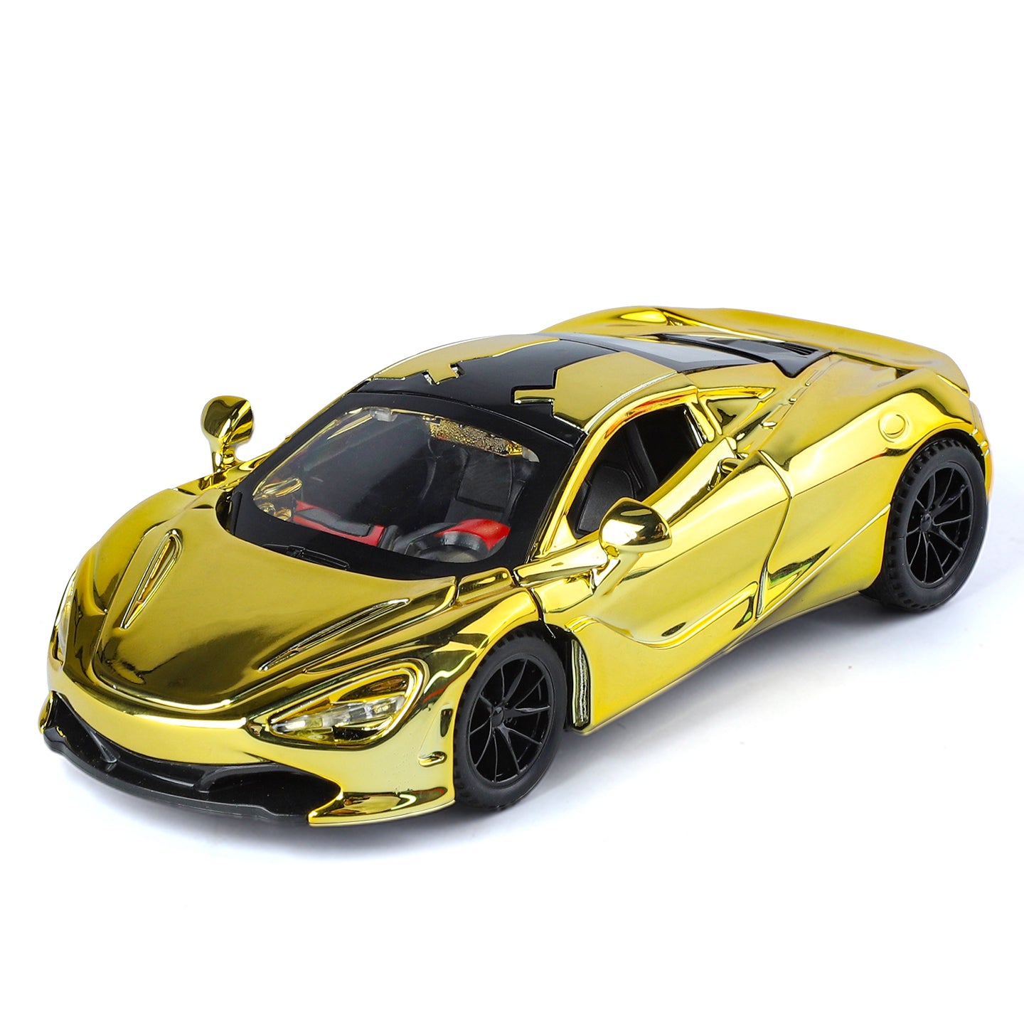 Jin Lifang 1:32 Chrome Edition Die-Cast Alloy Model - Compatible with McLaren 720S Supercar - Feature-Packed with Realistic Sound & Light, Pull-Back Action & Adjustable Rear Wing