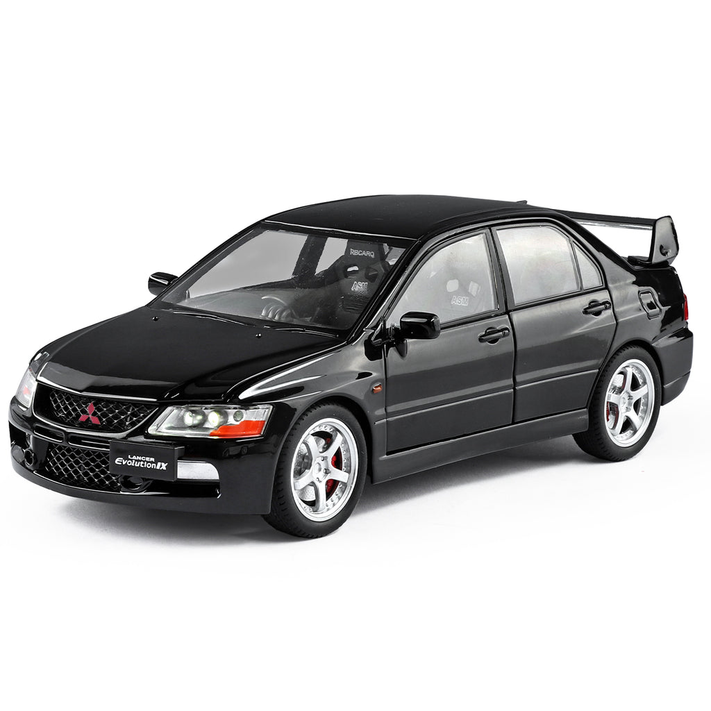 Mitsubishi Lancer Evolution IX, modelo de aleación fundida a presión con licencia a escala 1:24 de Jinglifang: puertas que se abren, sonido e iluminación, función de retroceso, amortiguación y dirección. Colección de autos deportivos JDM.