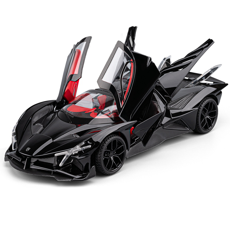 Chezhi 1:18 Die-Cast Alloy Model - Compatible with Apollo Evo Hypercar - Feature-Packed with Opening Doors, Realistic Sound & Light, Pull-Back Action, Shock Absorption & Interactive Steering Wheel with Functional Linkage and Horn Sound