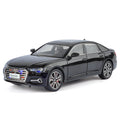 Audi A6L con licencia HaoChi a escala 1:24, modelo de aleación fundida a presión con parrilla y luces intermitentes. Puertas que se abren, sonido e iluminación, función de retroceso, amortiguación, dirección y bocina. Colección de sedanes de lujo.