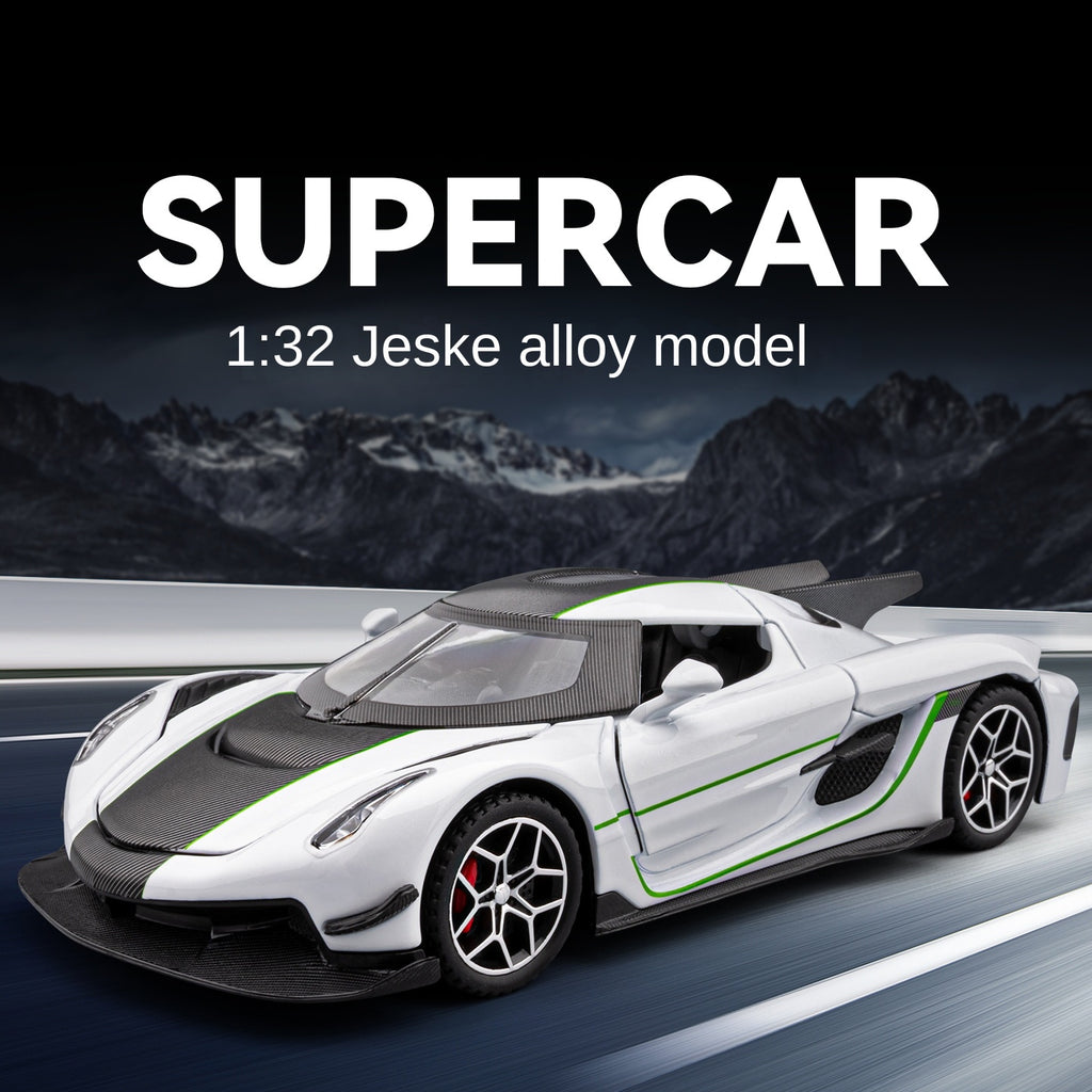 Chezhi 1:32 Scale Die-Cast Alloy Model Toy Compatible with Koenigsegg Jesko Absolut - Opening Doors, Sound & Light, Pull-Back Function - Hypercar Collection