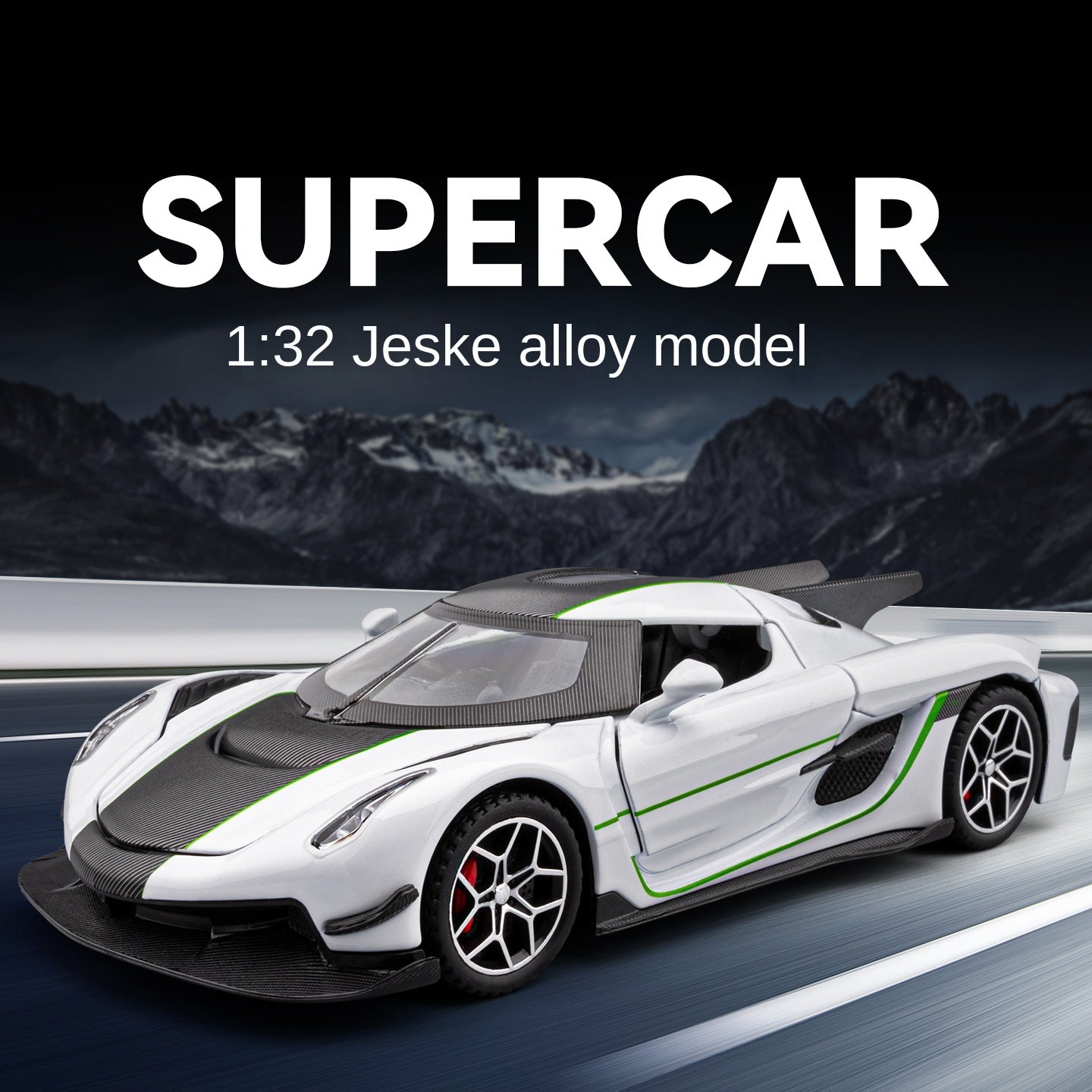 Chezhi 1:32 Scale Die-Cast Alloy Model Toy Compatible with Koenigsegg Jesko Absolut - Opening Doors, Sound & Light, Pull-Back Function - Hypercar Collection