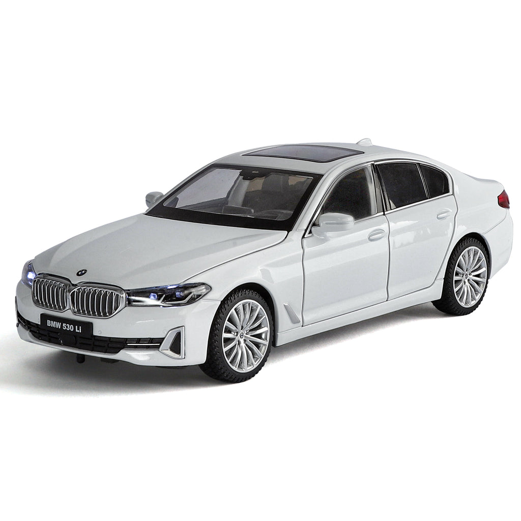Black Mamba 1:24 Scale Licensed BMW 530Li Die-Cast Alloy Model Toy - Opening Doors, Sound & Light, Pull-Back Function, Shock Absorption, Steering, Horn & Adjustable Seats - Luxury Sedan Collection