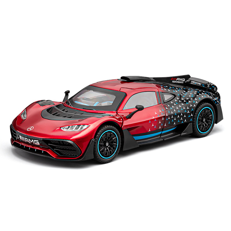 Chezhi 1:24 Die-Cast Alloy Model - Compatible with Mercedes-AMG ONE - F1 Hybrid Hypercar with Opening Doors, Sound & Light, Pull-Back Action, Shock Absorption, Steering & Adjustable Rear Wing