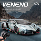 Lamborghini Veneno a control remoto Chezhi, escala 1:24, modelo de aleación fundida a presión - Control remoto de avance/retroceso, dirección y sonido de bocina - Colección de superdeportivos