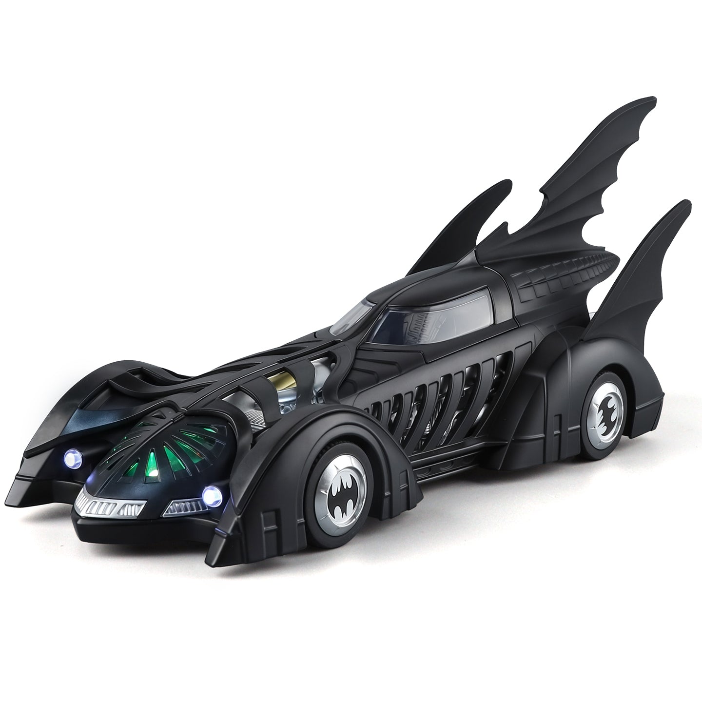 Qiyi 1:32 Scale Licensed 1995 Batmobile Die-Cast Alloy Model Toy - Opening Canopy, Sound & Light, Pull-Back Function & Shock Absorption - Movie Vehicle Collection